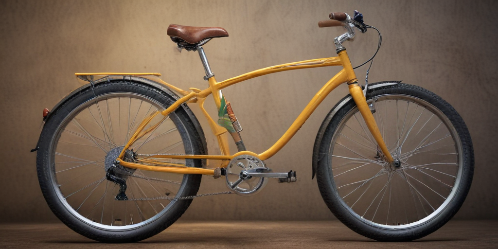Yellow Color Bike Collection A Bright Yellow Bicycle with a Vintage Design and Comfortable Saddle.