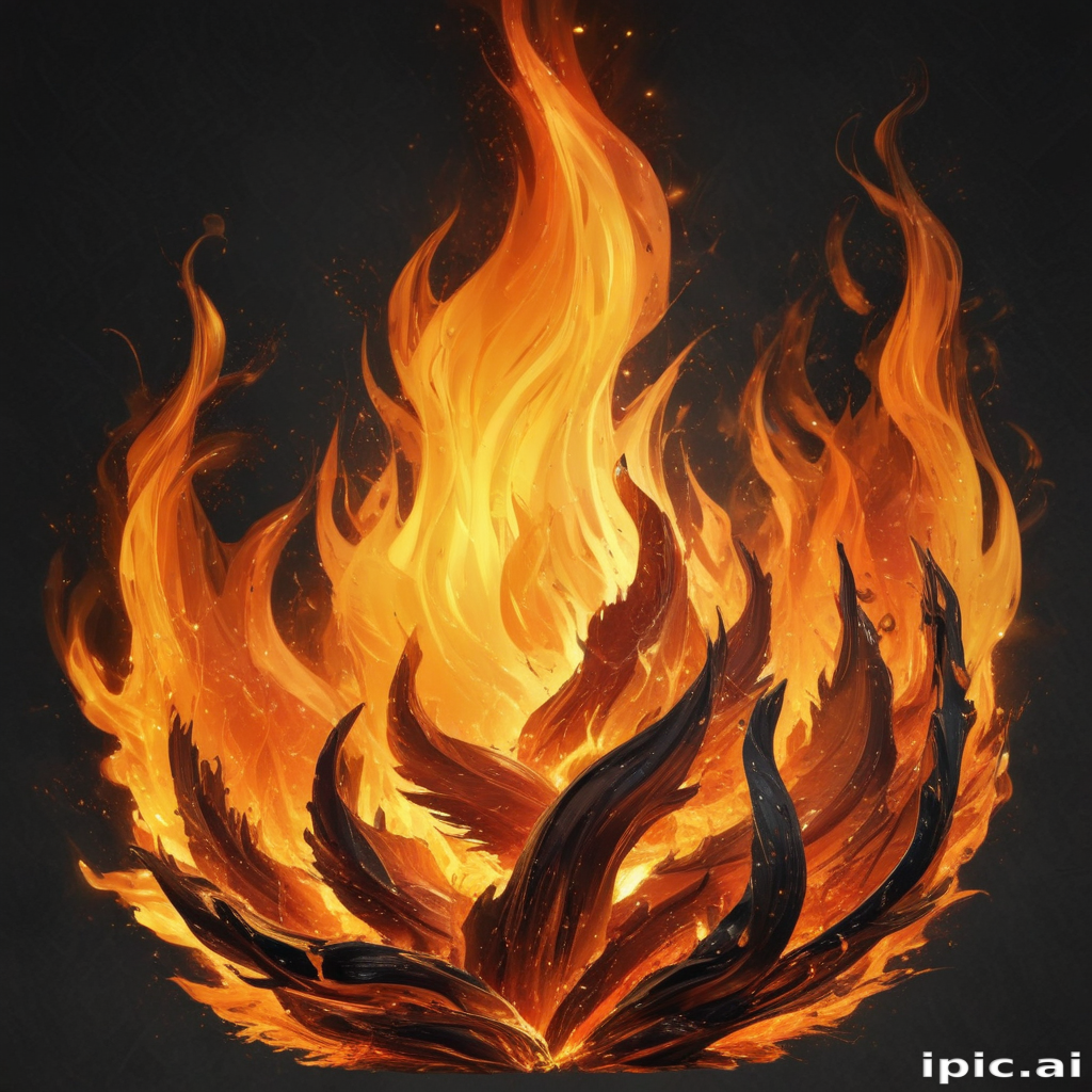 Elegant Flames Dancing Vividly Against a Dark Background in Fiery Display