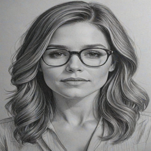 Superb Sophia Bush, pencil sketch, portrait of Captivating woman 1976s in glasses, hair style beatnik, outline, clear lines, fine lines, 8k