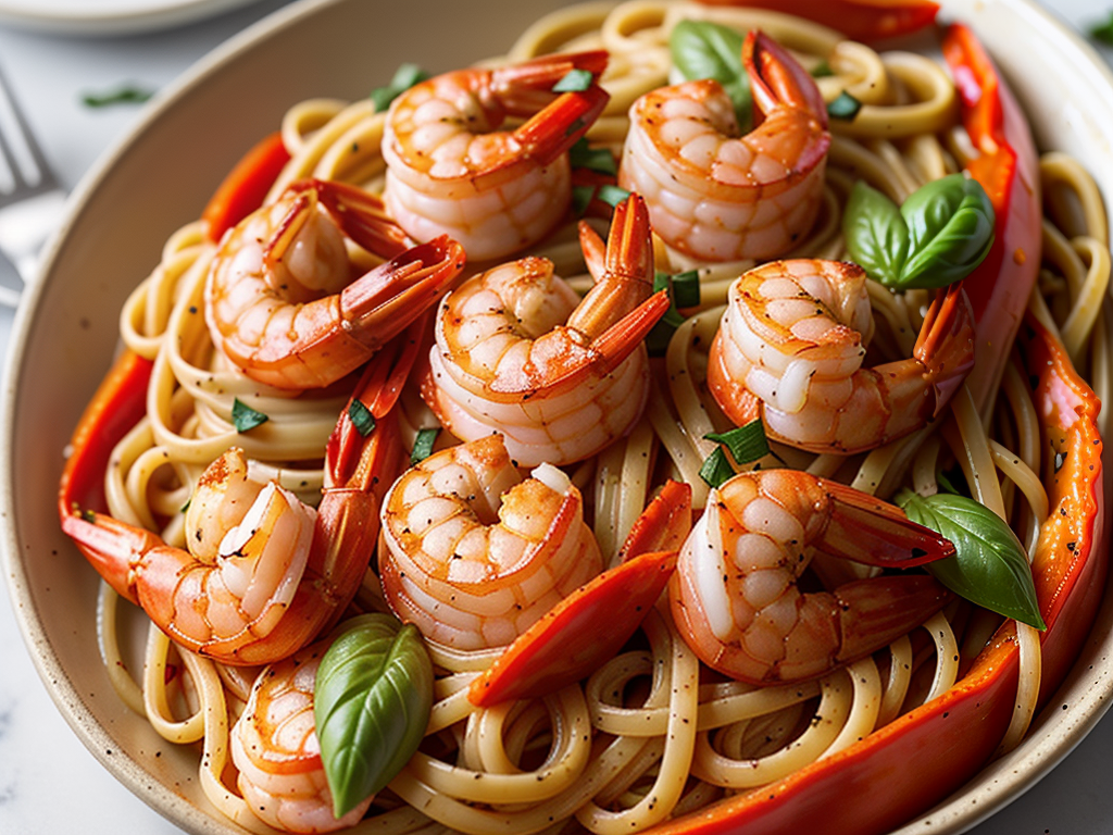 roasted red pepper shrimp linguine