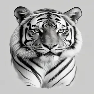 tiger clipart black and white