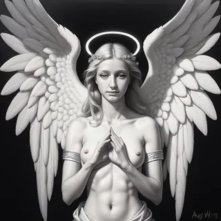 black and white angel drawings