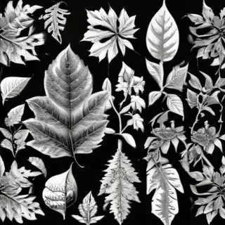 leaves clip art black and white