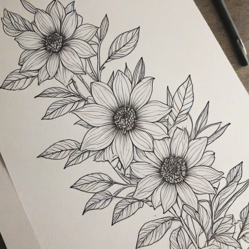 line work flowers