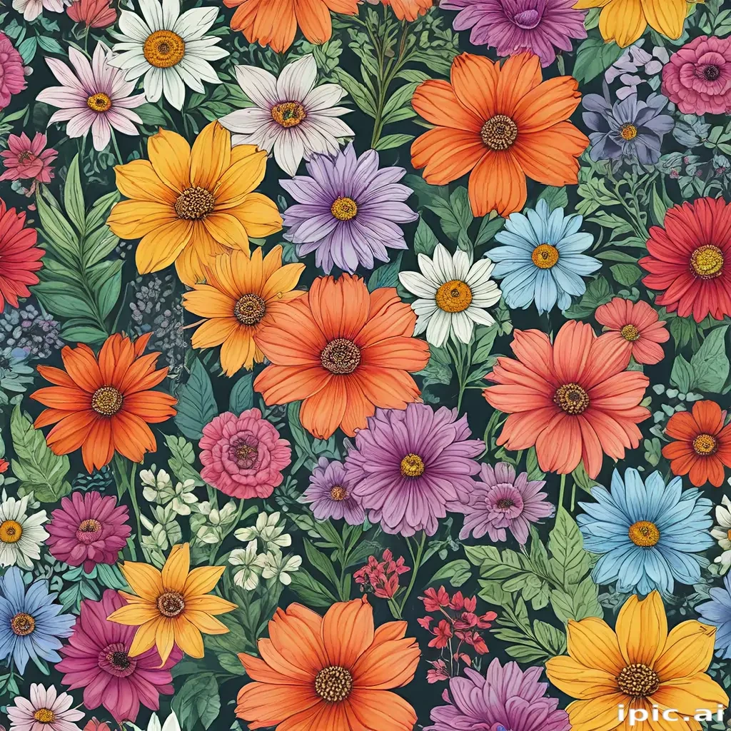 drawings of flowers in color