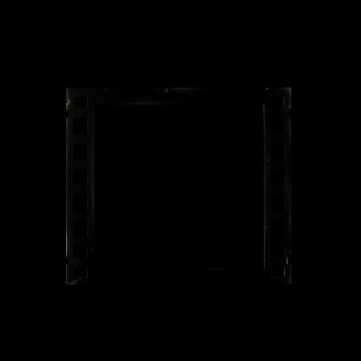 Create a high-resolution image of a classic film frame on a black background with a 50mm lens, f/2.8 aperture, ISO 100, and a slight vignette effect, captured in a DSLR camera with a top-down view for dramatic emphasis.