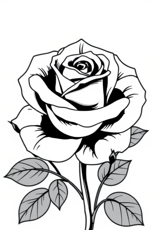 rose clip art black and white