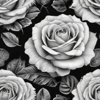 roses clipart black and white