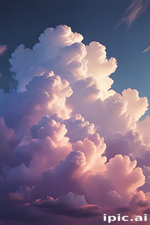 Majestic Cotton Candy Clouds Illuminated by the Soft Evening Light