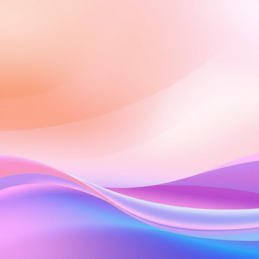 Create a smooth gradient abstract background featuring soft waves blending from orange to blue to pink, captured with a full-frame camera at f/8 aperture, 1/60 sec shutter speed, ISO 100, using a wide-angle lens and a soft focus style.