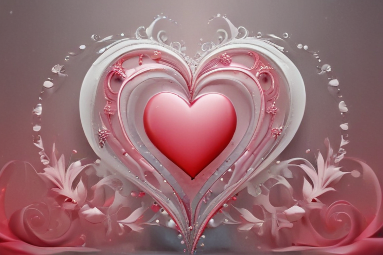 Elegant and Artistic Heart Design Surrounded by Delicate Floral Patterns
