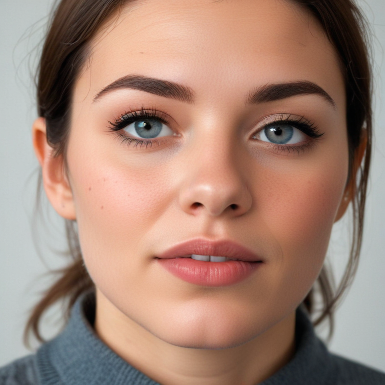 Natural Beauty: A Close-Up Portrait of a Young Woman's Face