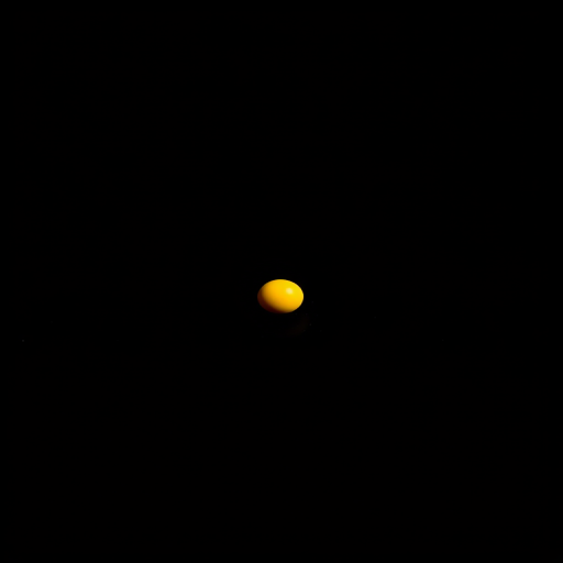 Create a high-resolution image of a small yellow point on a black background, using a DSLR camera with a 50mm lens, f/1.8 aperture, ISO 100, and 1/200 sec shutter speed, in a macro view style for enhanced clarity and detail.