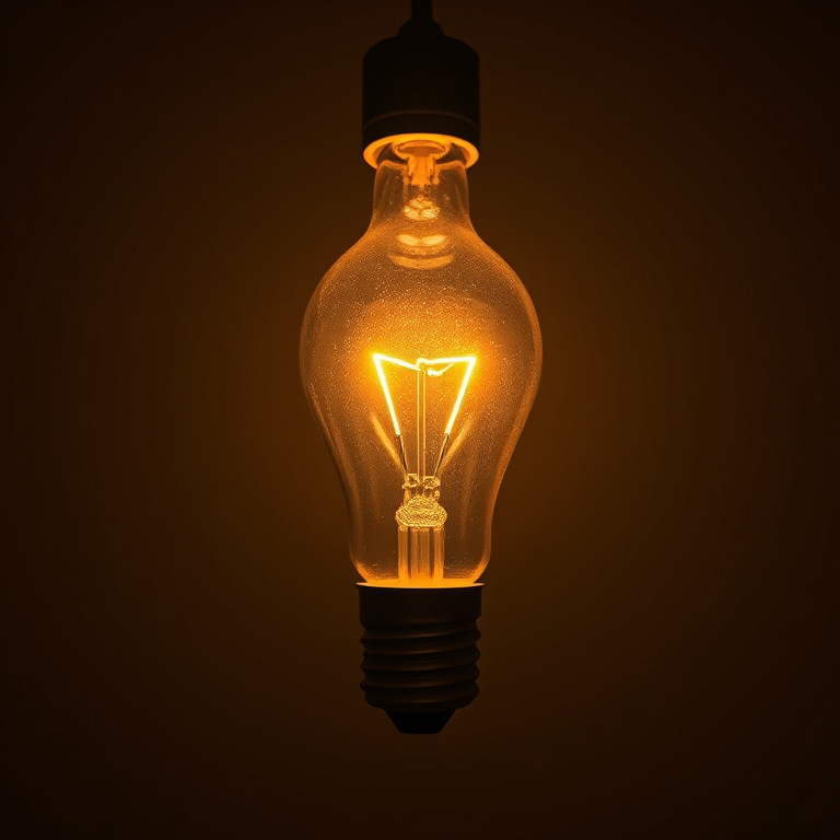 Create an illustration of a light bulb glowing brightly, captured with a Canon EOS 5D Mark IV, 50mm lens, f/1.8 aperture, ISO 100, wide-angle view, soft lighting, minimalist style.