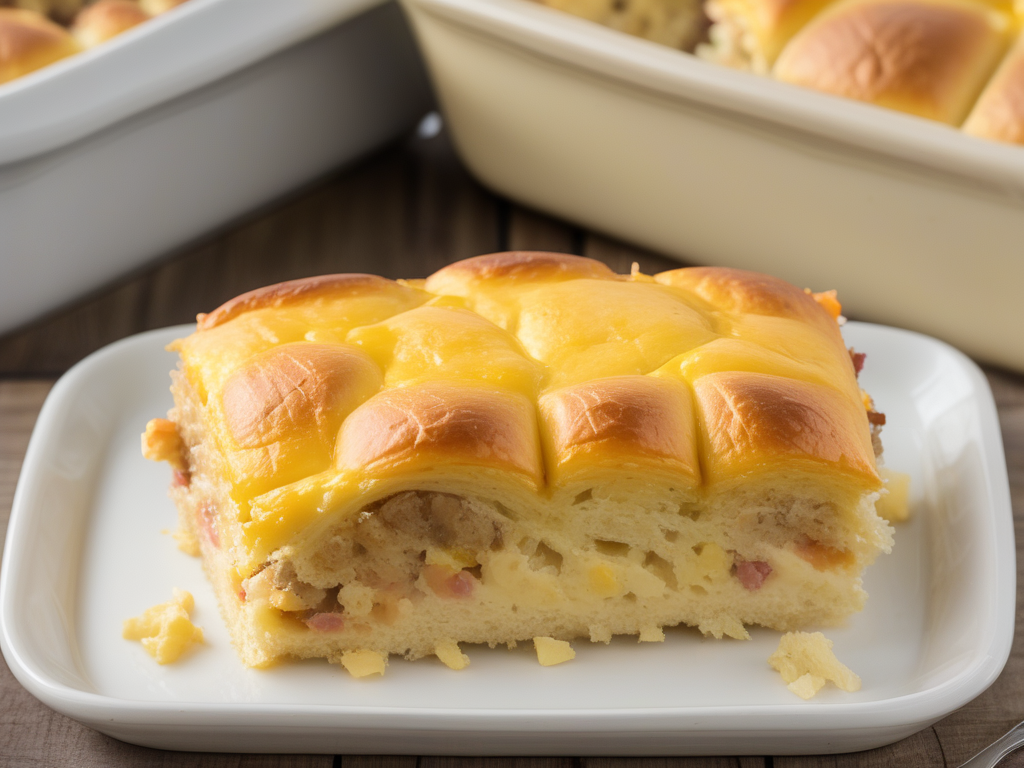 breakfast casserole with hawaiian rolls
