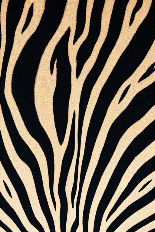 Create a high-resolution image of a zebra pattern with bold black and beige stripes, using a macro lens, aperture f/4, ISO 100, 1/250 shutter speed, from a top-down view, shot with a DSLR camera for enhanced detail and clarity.