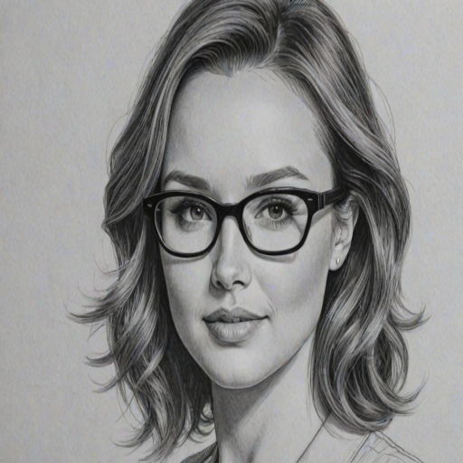 Radiant Camilla Luddington, pencil sketch, portrait of Charming woman 1962s in glasses, hair style beatnik, outline, clear lines, fine lines, 8k