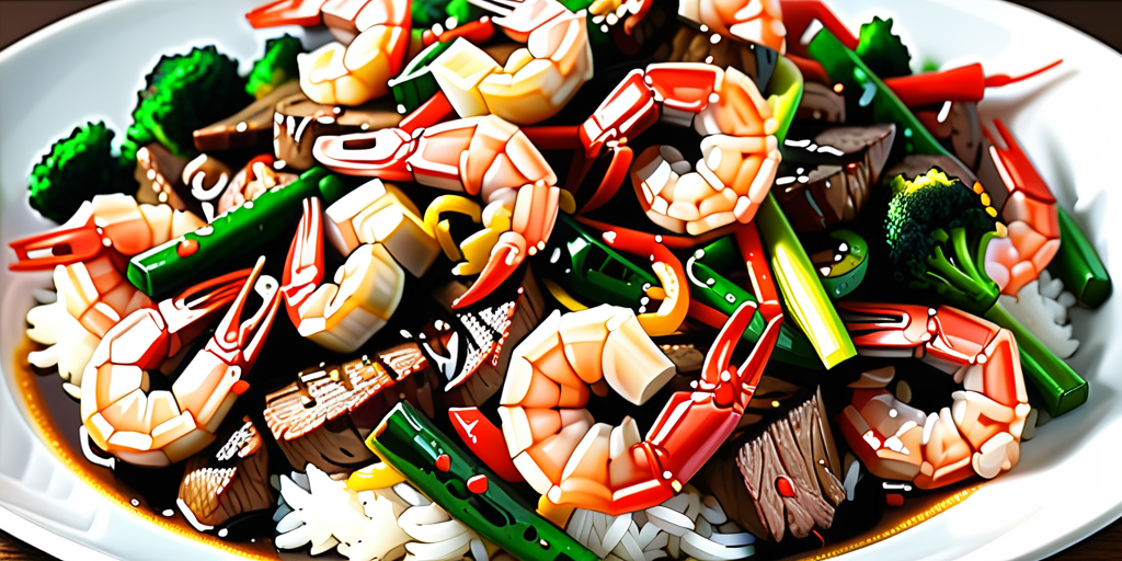 stir fry steak and shrimp