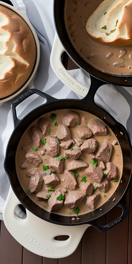 beef stroganoff in a dutch oven