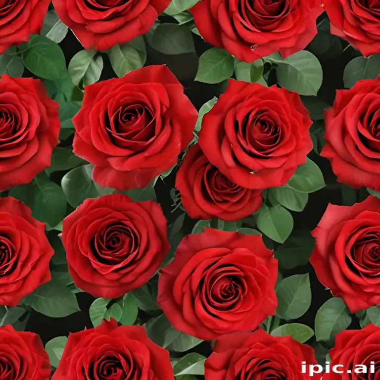A Stunning Arrangement of Lush Red Roses Surrounded by Green Leaves.