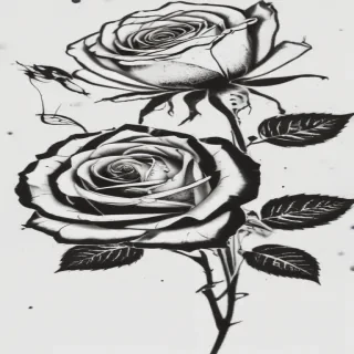 roses clipart black and white