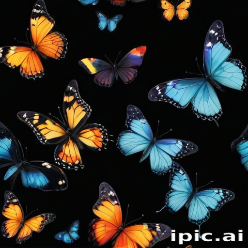 butterflies in black background
