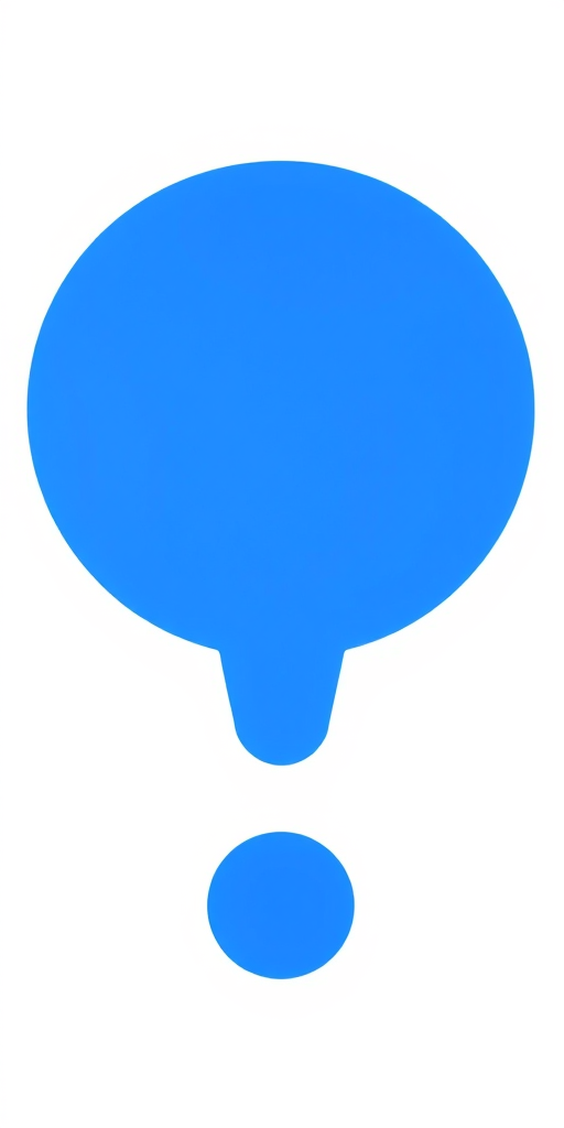 Create a vibrant blue circular exclamation mark icon on a white background, using a Canon EOS 5D Mark IV, aperture f/4, ISO 100, shutter speed 1/200 sec, top-down view, and a clean vector style to enhance image quality.