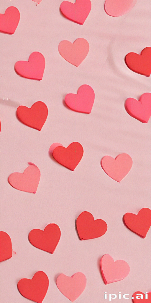 Colorful Hearts Scatter Across a Soft Pink Background for Celebration