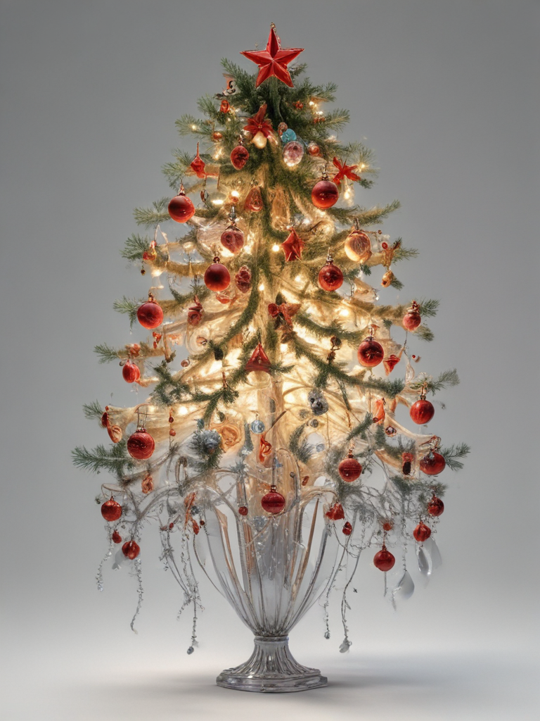 Beautifully Decorated Christmas Tree with Red Ornaments and Sparkling ...
