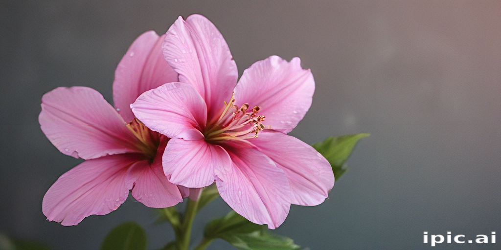 Delicate Pink Flowers Blooming Gracefully Against a Soft Gray Background