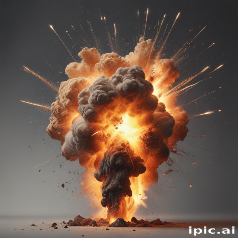 Spectacular Explosion with Fiery Flames and Billowing Smoke Filling the Sky