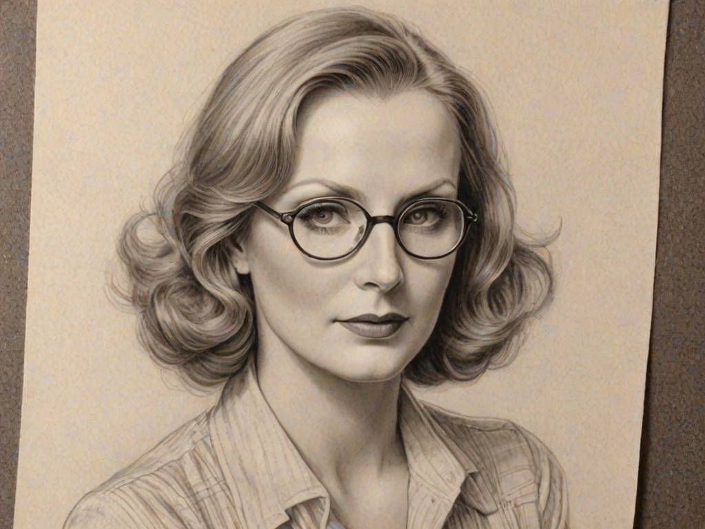 Beauteous Greta Garbo, pencil sketch, portrait of Exquisite woman 1934s in glasses, hair style beatnik, outline, clear lines, fine lines, 8k