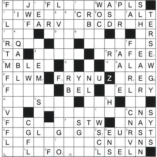Create a high-resolution image of a crossword puzzle with clear black and white grid lines, using a DSLR camera at f/8 aperture, ISO 100, 24mm lens, shot from a top-down view with natural lighting to enhance visibility and detail.