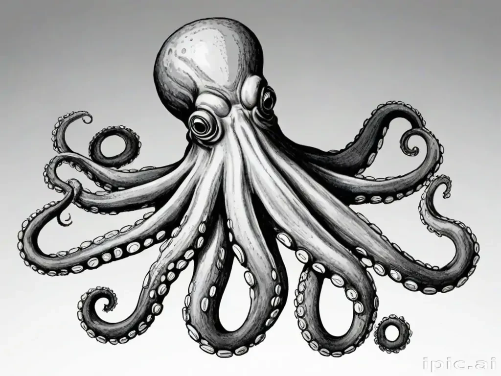 octopus clipart black and white