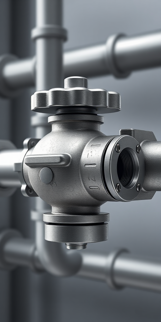 Close-Up of a Modern Metallic Valve in Industrial Pipe System Design