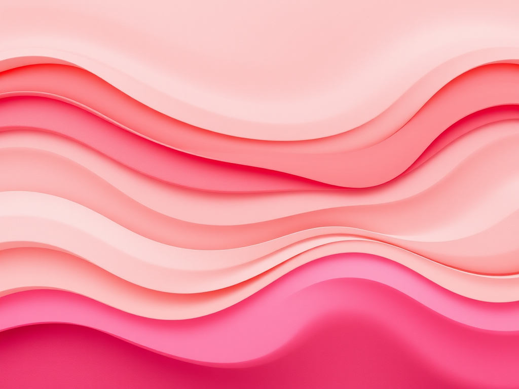 Create a smooth gradient wave pattern with layers of soft colors including light pink, peach, coral, bold pink, and deep burgundy, using a high-resolution digital camera with a 50mm lens, f/8 aperture, and a focus on vibrant color saturation, shot from a top-down view.