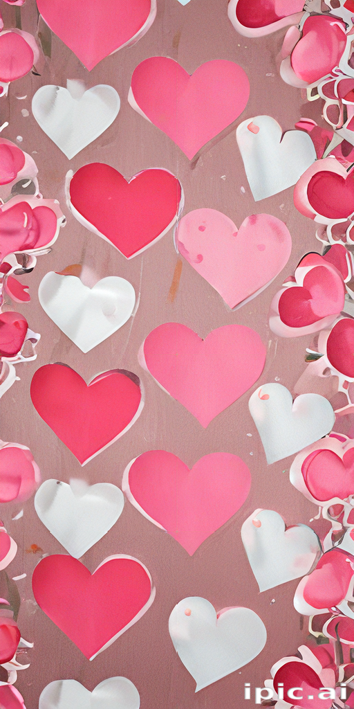 Colorful Array of Pink and White Hearts Against a Soft Background
