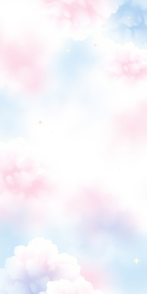 Create a dreamy watercolor background featuring soft pastel colors such as light blue pink and lavender with fluffy clouds and gentle sparkling stars scattered throughout the scene. The overall mood should be calming and ethereal.