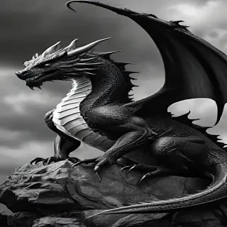 dragon black and white
