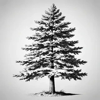 pine tree clipart black and white