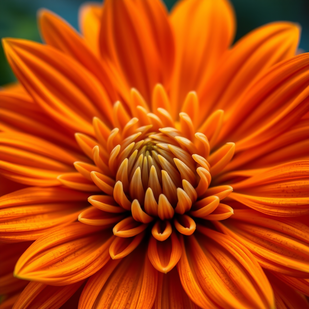 close-up of a vibrant orange dahlia flower with intricate petal details, captured with a macro lens, aperture f/2.8, ISO 100, shutter speed 1/200s, natural lighting, DSLR camera
