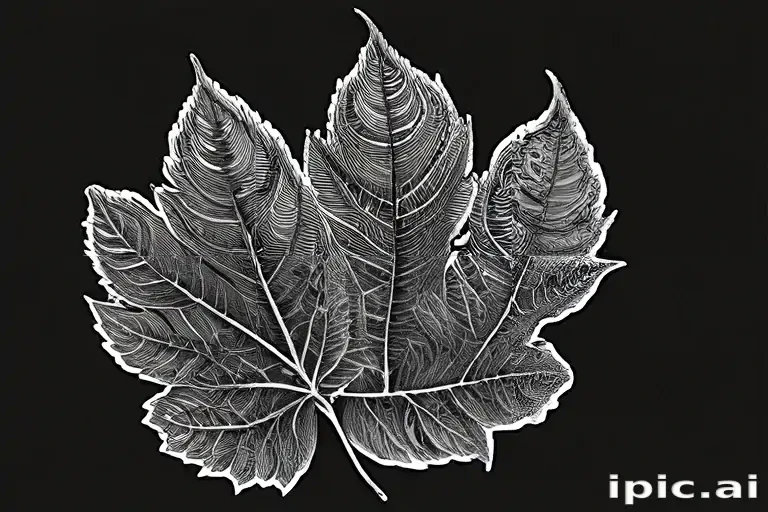 clipart leaf black and white