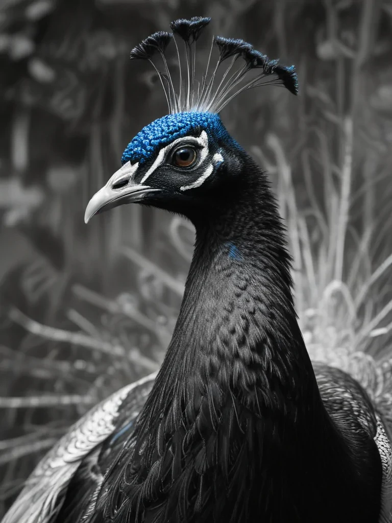 peacock black and white