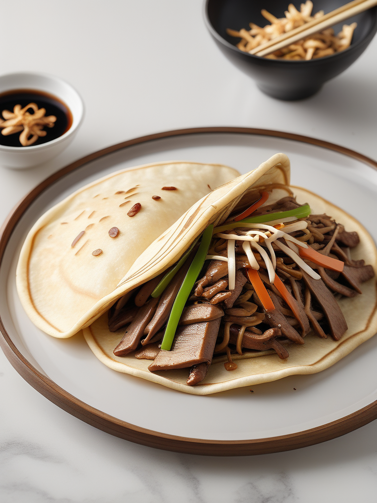 moo shu beef with pancakes