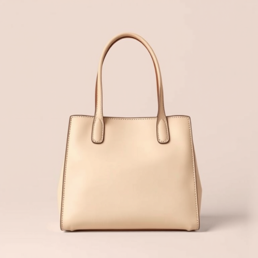 Create a high-resolution vector-style image of a simple beige handbag with brown outline, shot with a DSLR camera at a 50mm lens with an aperture of f/2.8, using a neutral background to enhance the bag's details and color contrast.