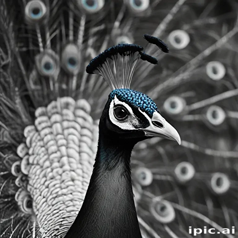 peacock black and white