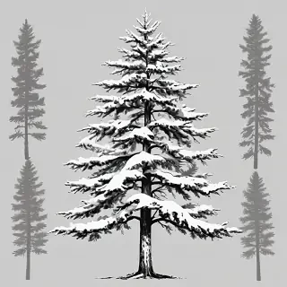 pine tree clip art black and white