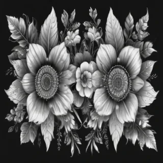 flower clip art black and white
