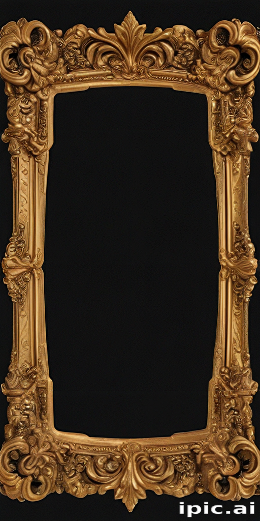 Ornate Golden Frame with Intricate Design and Empty Black Center
