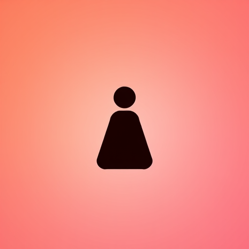 Create a minimalist icon representing a person silhouette on a gradient background transitioning from orange to pink, with soft lighting effects, captured using a DSLR camera at f/2.8 aperture, ISO 100, 50mm lens, and a shallow depth of field for a professional look.